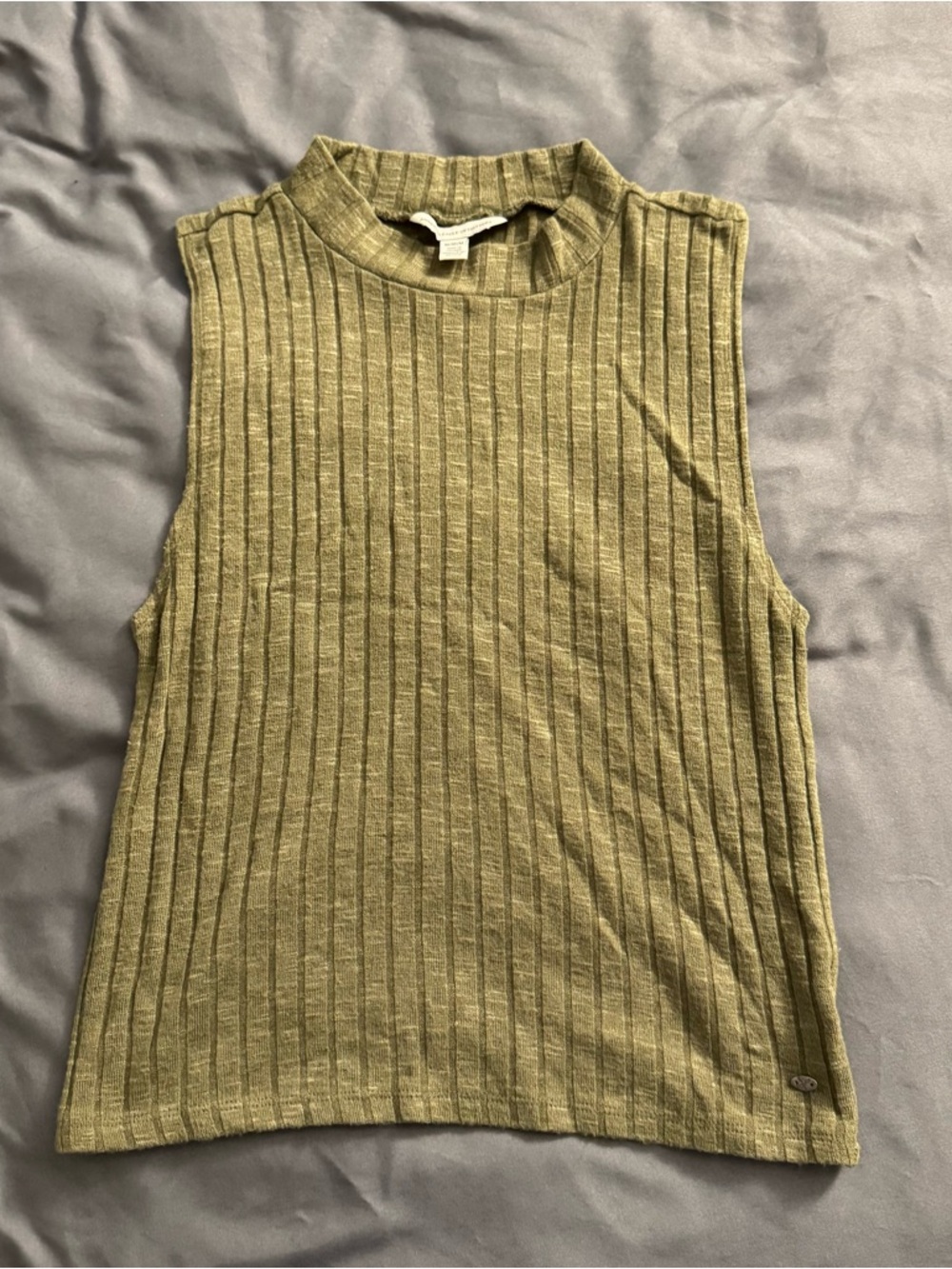American Eagle Outfitters Olive Ribbed Mock Neck Tank